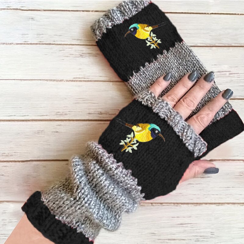 Patchwork Embroidered Warm Gloves