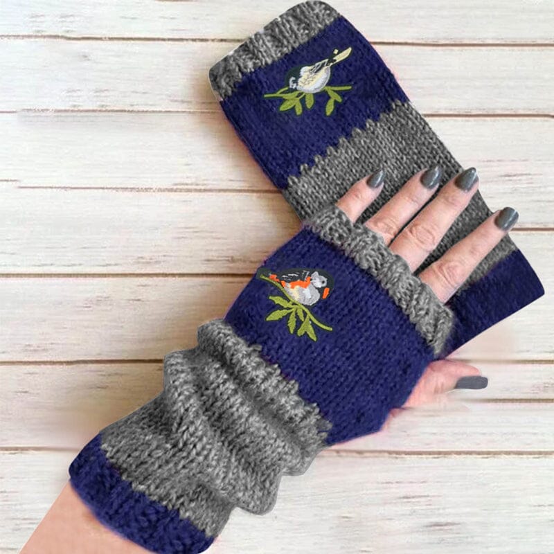 Patchwork Embroidered Warm Gloves