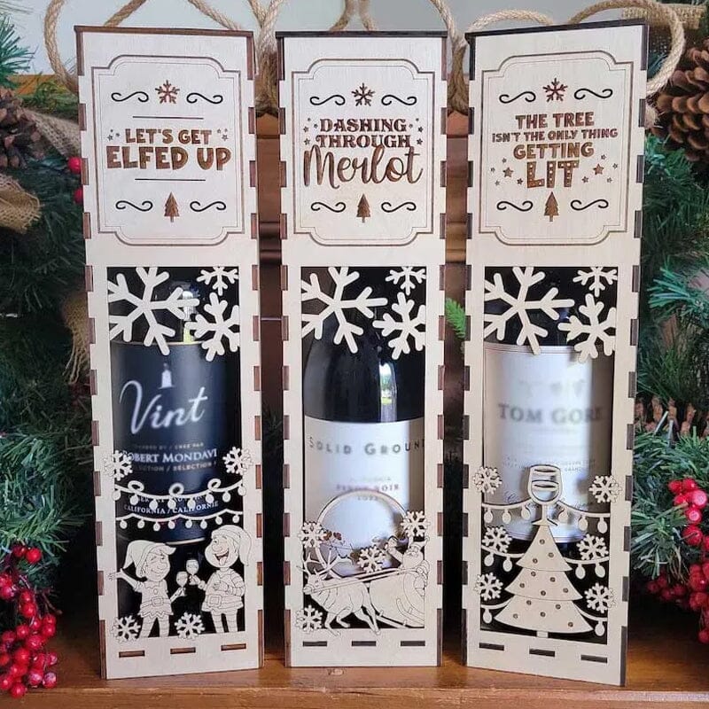 Christmas Funny Wooden Wine Box