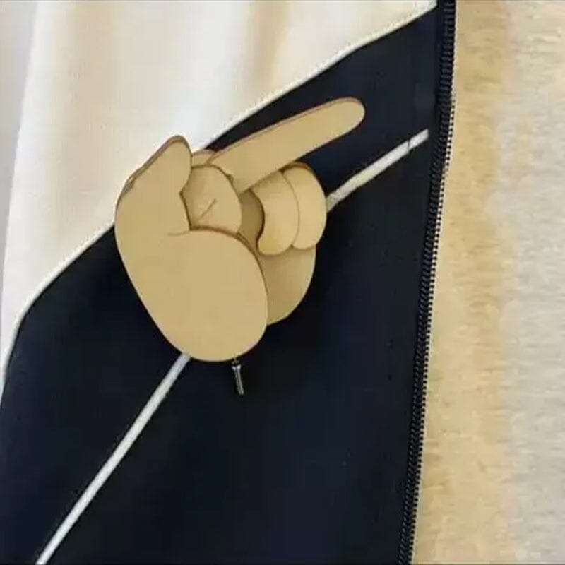 Funny Wooden Finger Brooch