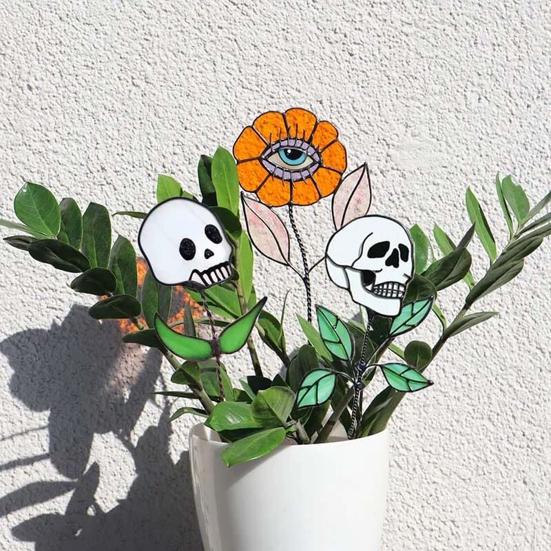 💥Early Halloween 💀Skull Stained glass Plant💐