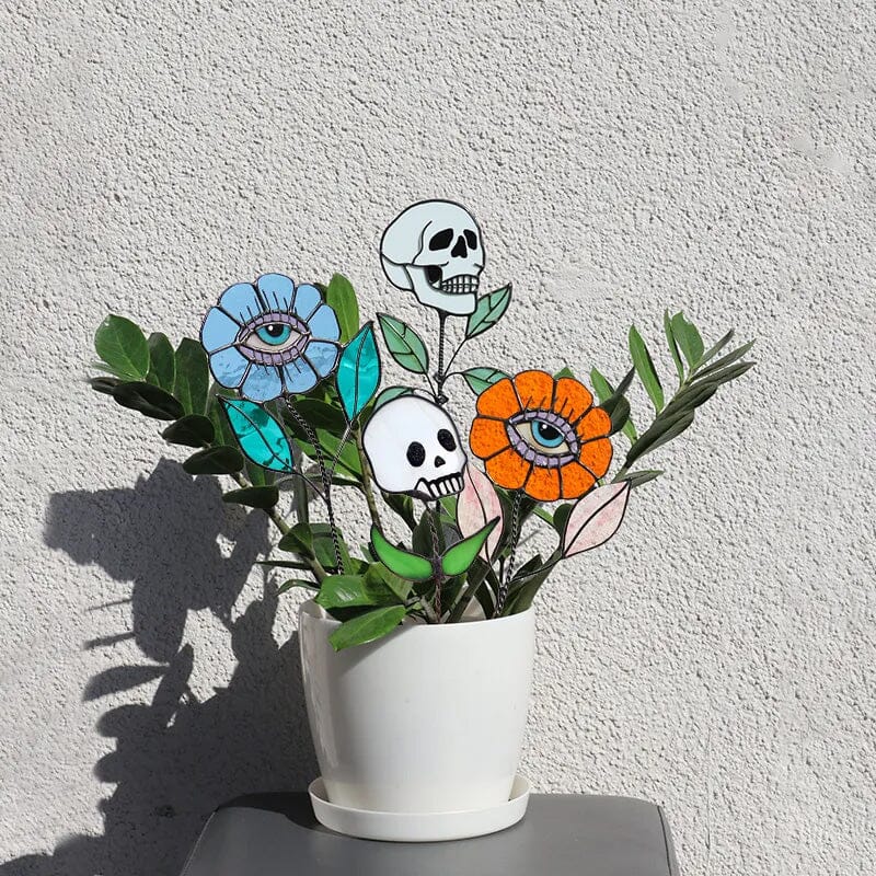 💥Early Halloween 💀Skull Stained glass Plant💐