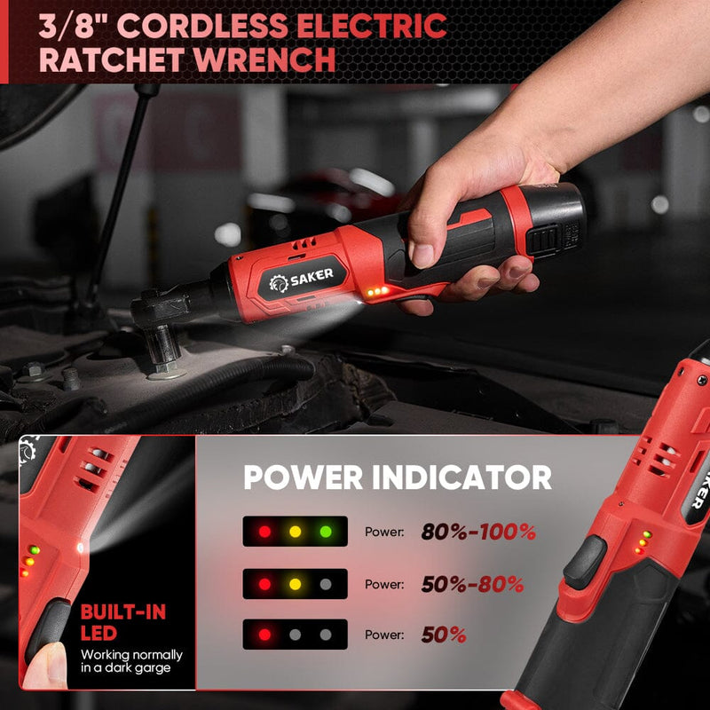 Saker 3/8" Cordless Electric Ratchet Wrench