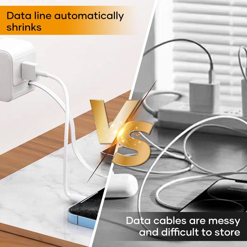 20W PD Fast USB Charger Block with Retractable Type-C Cable