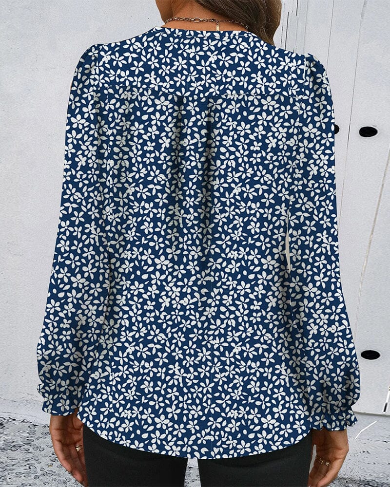 Long Sleeve Temperament Printed Blouse