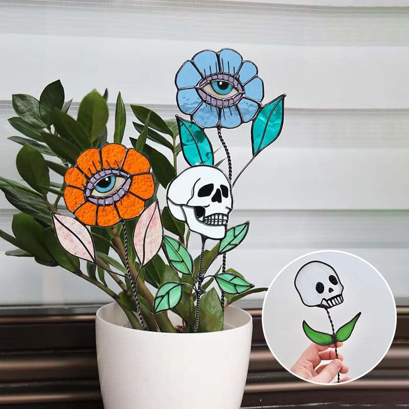 💥Early Halloween 💀Skull Stained glass Plant💐