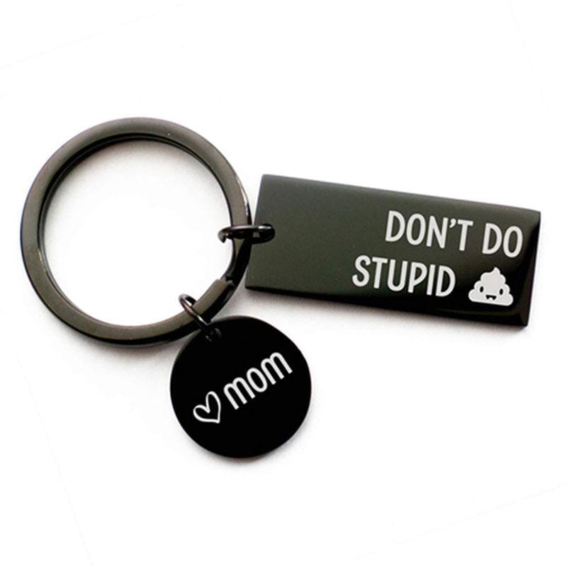 Double Sides Engraved Black Keychain