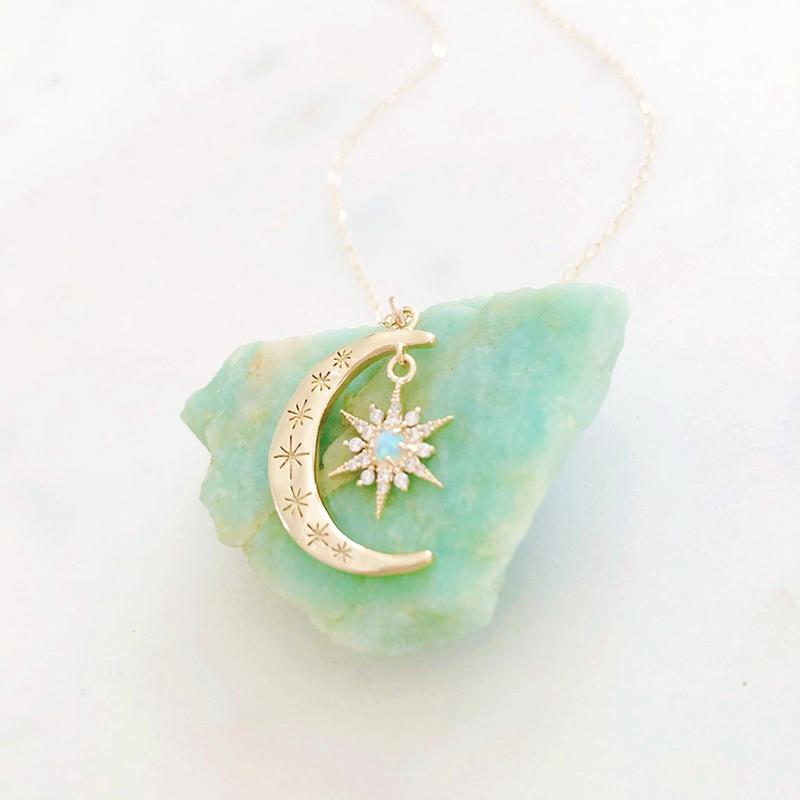 Crescent Moon & Sun Necklace