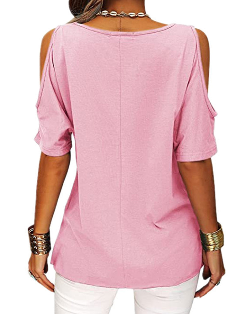 Fashion casual off-the-shoulder short-sleeved T-shirt