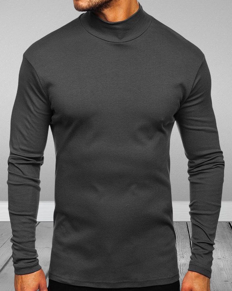 Men's Gray Cotton Turtleneck Sweaters