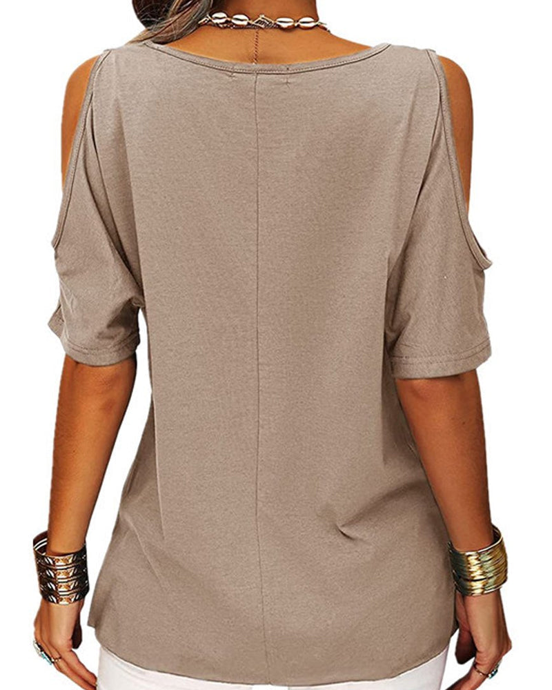 Fashion casual off-the-shoulder short-sleeved T-shirt