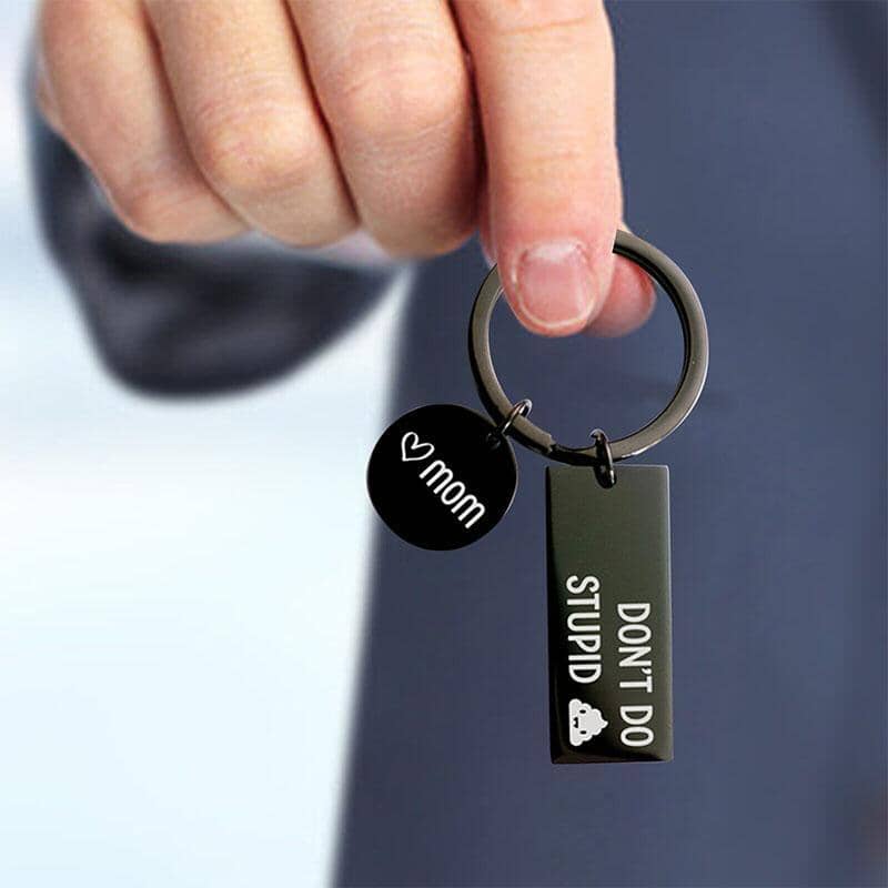 Double Sides Engraved Black Keychain