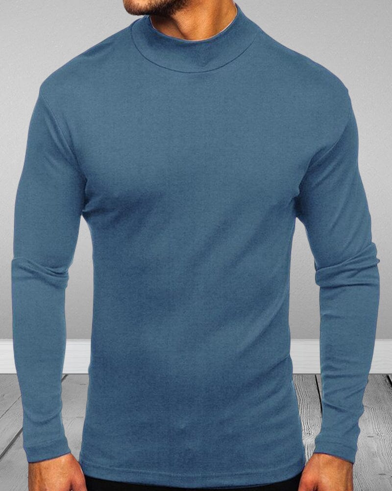 Men's Gray Cotton Turtleneck Sweaters