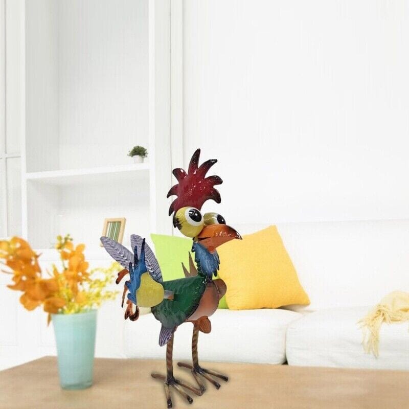 Funny garden rooster statue