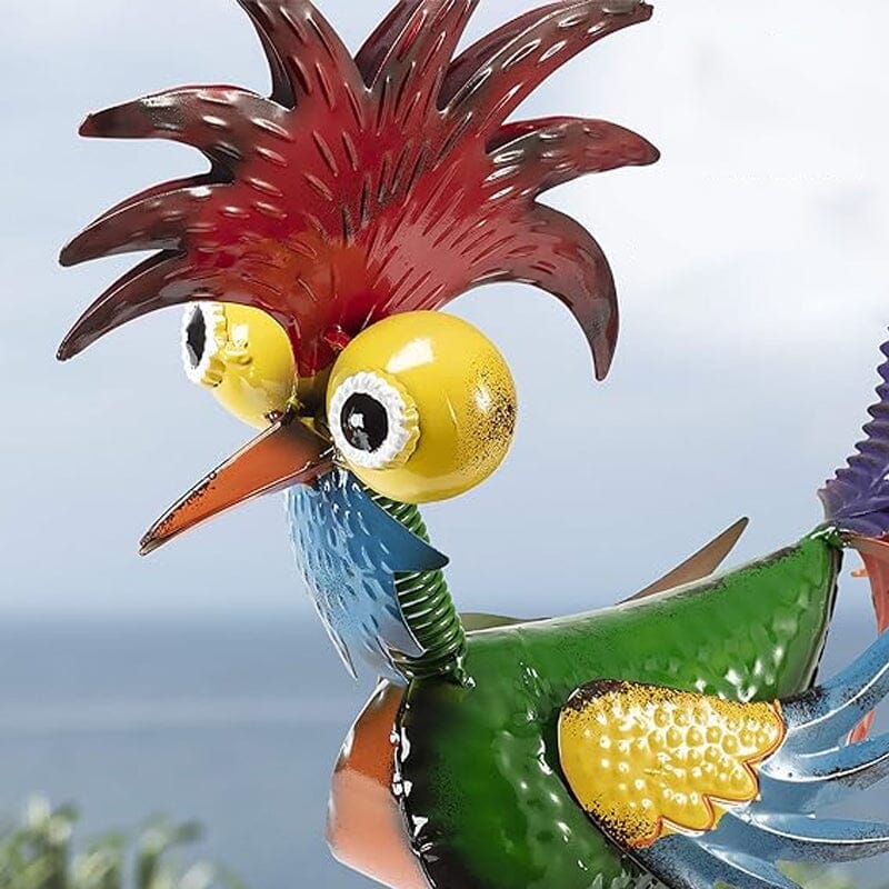 Funny garden rooster statue