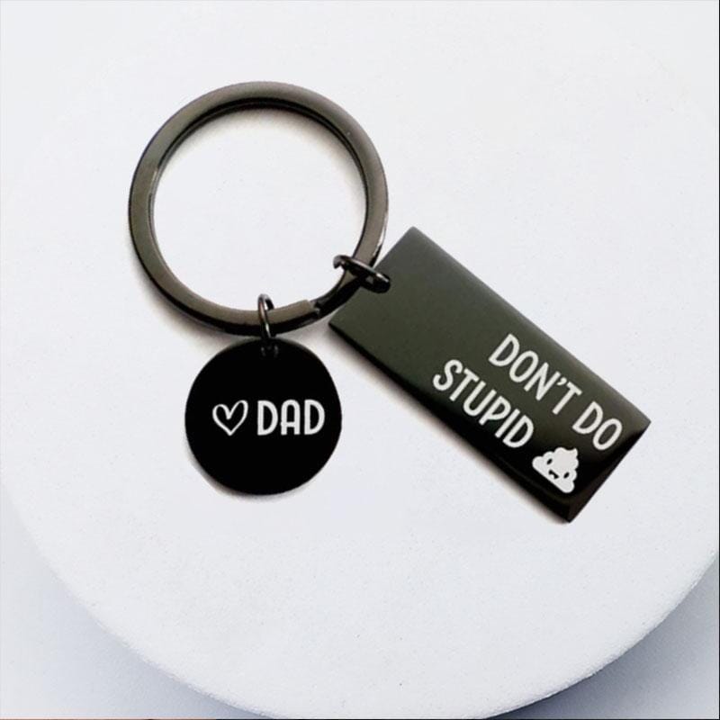 Double Sides Engraved Black Keychain