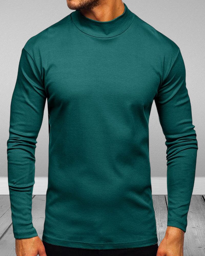 Men's Gray Cotton Turtleneck Sweaters