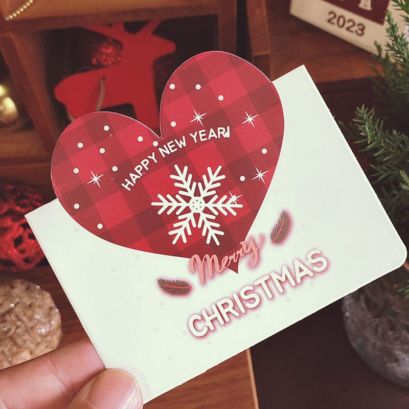 5pcs Christmas Heart Cards & envelopes Set