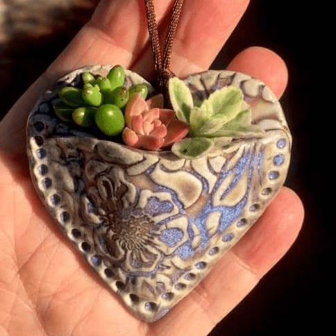 Planting Succulent Heart Pocket Planter